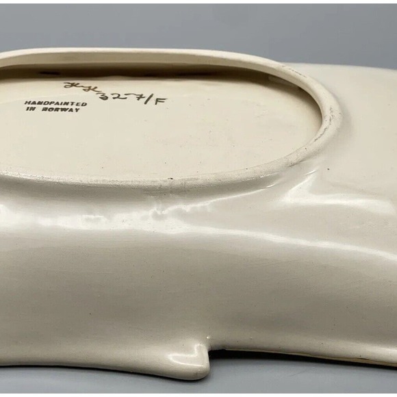 Vintage Norwegian Fisherman Porcelain Hand Painted Platters Norway Signed Set 2 - Picture 4 of 16